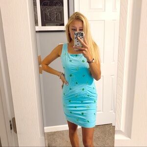 Lilly Pulitzer blue dress with green embroidery